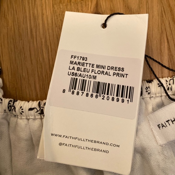 NWT Faithfull the Brand Mariette Mini Dress La Bleu Floral Print - Size Medium - Picture 8 of 12